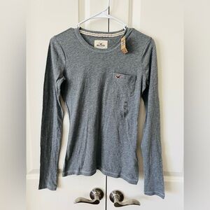 Hollister long sleeve logo tee, Gray Size XS